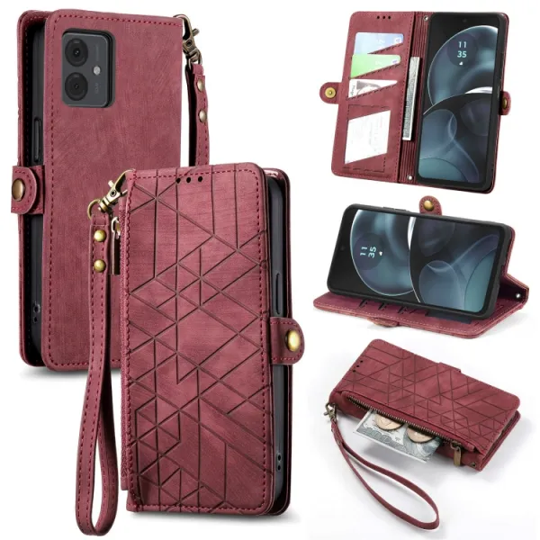 GEOM Peňaženkové puzdro pre Motorola Moto G14 červené