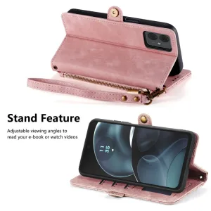 GEOM Peňaženkové puzdro pre Motorola Moto G14 ružové