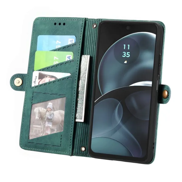 GEOM Peňaženkové puzdro pre Motorola Moto G14 zelené