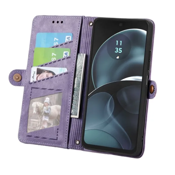 GEOM Peňaženkové puzdro pre Motorola Moto G14 fialové