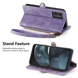 GEOM Peňaženkové puzdro pre Motorola Moto G14 fialové