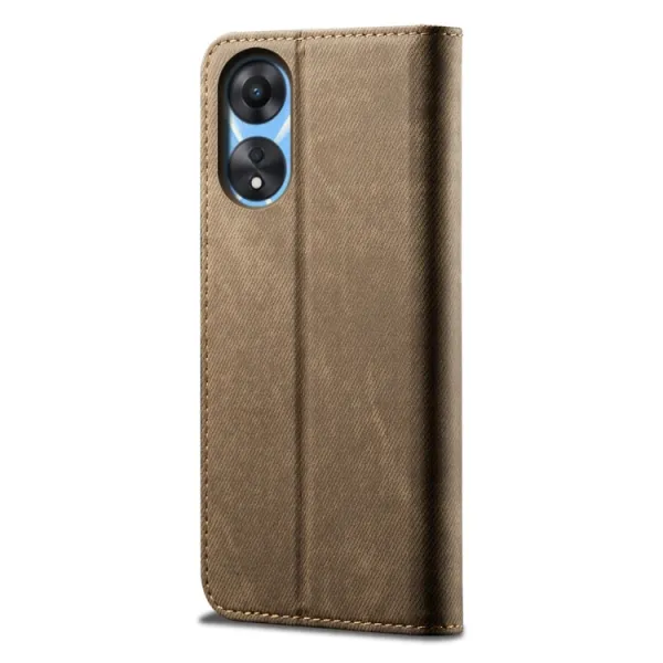 DENIM Peňaženkový kryt pre Oppo A78 šedohnedý
