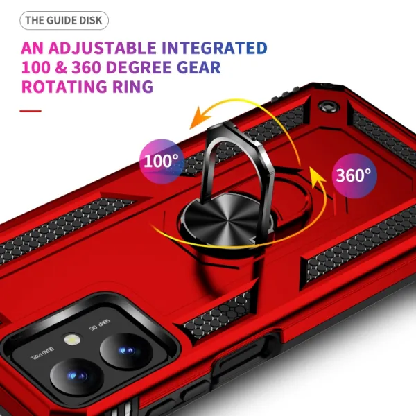 RING Ochranný kryt s držiakom pre Motorola Moto G14 červený