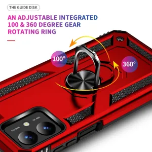 RING Ochranný kryt s držiakom pre Motorola Moto G14 červený