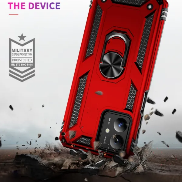 RING Ochranný kryt s držiakom pre Motorola Moto G14 červený