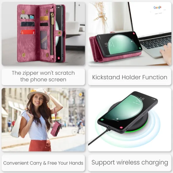 WALLET Ochranný kryt s peňaženkou 2v1 pre Samsung Galaxy S23 FE 5G červený