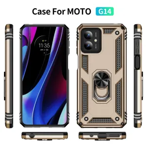 RING Ochranný kryt s držiakom pre Motorola Moto G14 zlatý
