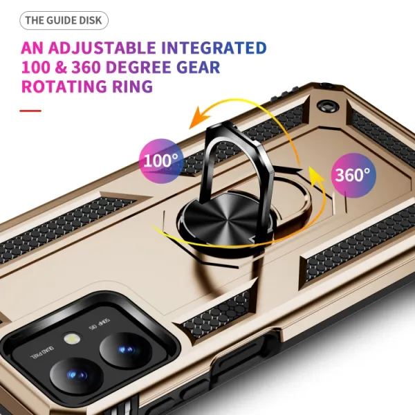 RING Ochranný kryt s držiakom pre Motorola Moto G14 zlatý