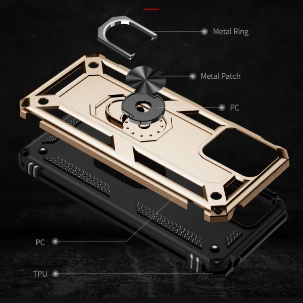 RING Ochranný kryt s držiakom pre Motorola Moto G14 zlatý