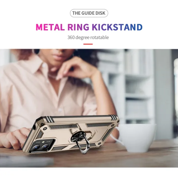 RING Ochranný kryt s držiakom pre Motorola Moto G14 zlatý
