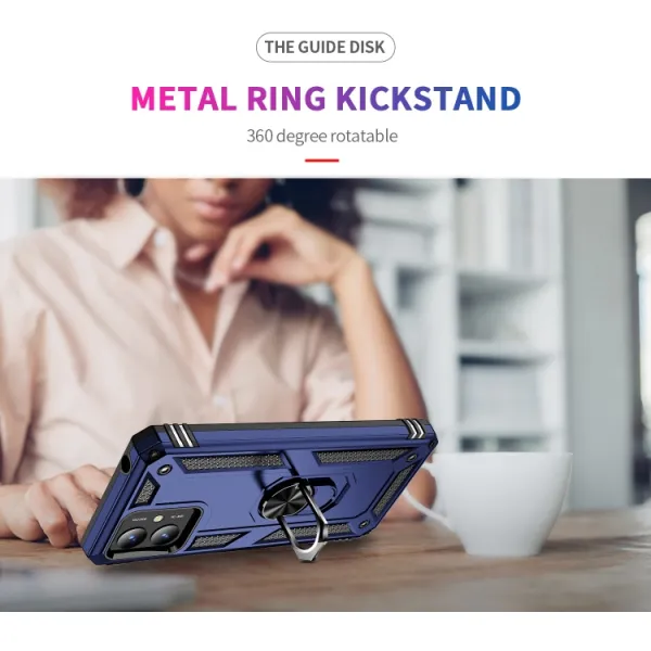 RING Ochranný kryt s držiakom pre Motorola Moto G14 modrý