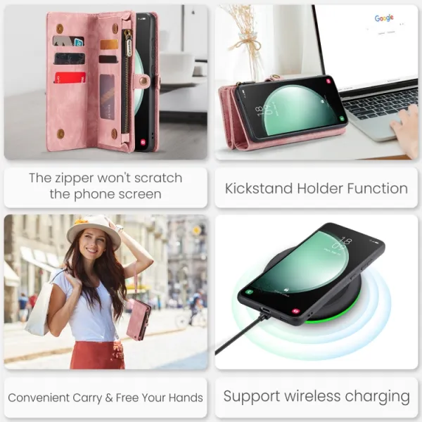WALLET Ochranný kryt s peňaženkou 2v1 pre Samsung Galaxy S23 FE 5G ružový