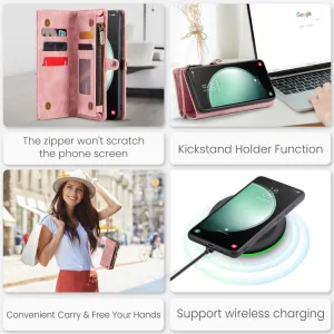 WALLET Ochranný kryt s peňaženkou 2v1 pre Samsung Galaxy S23 FE 5G ružový
