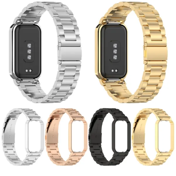 TECH-PROTECT Kovový remienok s krytom Xiaomi Smart Band 8 Active strieborný