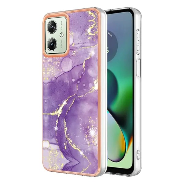 IMD MARBLE Ochranný kryt pre Motorola Moto G54 5G / G54 Power Edition 5G GOLD-PURPLE