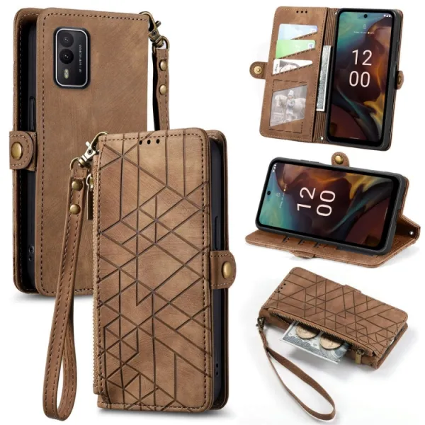 GEOM Peňaženkové puzdro pre Nokia XR21 hnedé