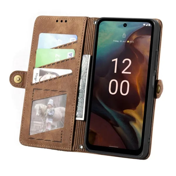 GEOM Peňaženkové puzdro pre Nokia XR21 hnedé
