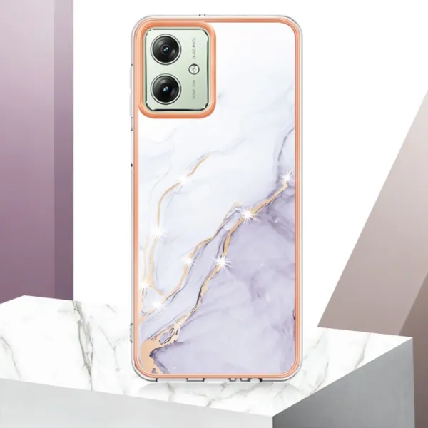 IMD MARBLE Ochranný kryt pre Motorola Moto G54 5G / G54 Power Edition 5G WHITE