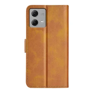 SIDE Peňaženkové puzdro pre Motorola Moto G84 5G svetlohnedé