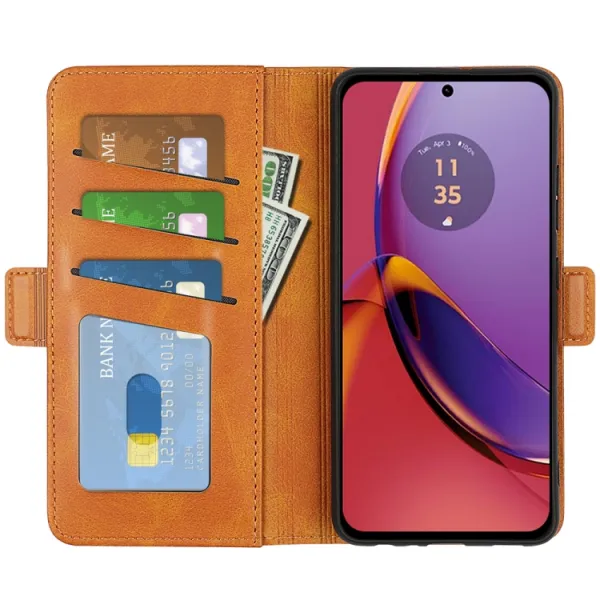 SIDE Peňaženkové puzdro pre Motorola Moto G84 5G svetlohnedé