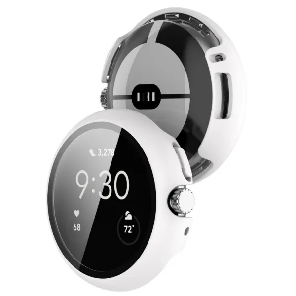 PC FULL COVER Plastový kryt so sklom pre Google Pixel Watch / Pixel Watch 2 biely