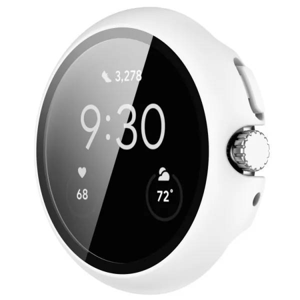 PC FULL COVER Plastový kryt so sklom pre Google Pixel Watch / Pixel Watch 2 biely
