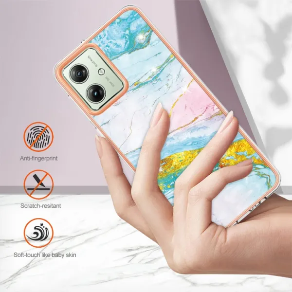 IMD MARBLE Ochranný kryt pre Motorola Moto G54 5G / G54 Power Edition 5G GREEN GOLD