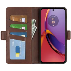 SIDE Peňaženkové puzdro pre Motorola Moto G84 5G tmavohnedé