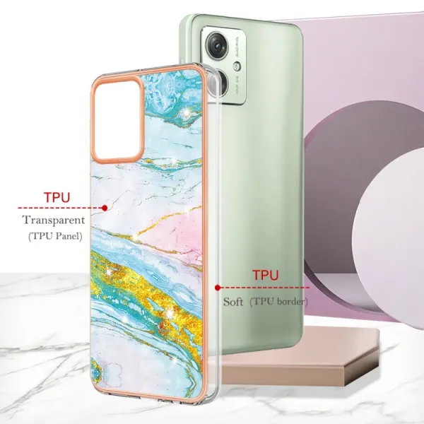IMD MARBLE Ochranný kryt pre Motorola Moto G54 5G / G54 Power Edition 5G GREEN GOLD