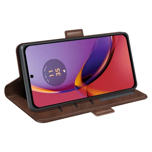 SIDE Peňaženkové puzdro pre Motorola Moto G84 5G tmavohnedé