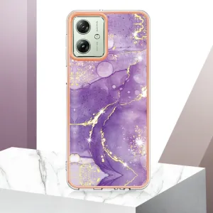 IMD MARBLE Ochranný kryt pre Motorola Moto G54 5G / G54 Power Edition 5G GOLD-PURPLE
