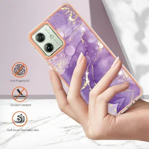 IMD MARBLE Ochranný kryt pre Motorola Moto G54 5G / G54 Power Edition 5G GOLD-PURPLE
