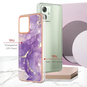 IMD MARBLE Ochranný kryt pre Motorola Moto G54 5G / G54 Power Edition 5G GOLD-PURPLE