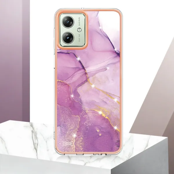 IMD MARBLE Ochranný kryt pre Motorola Moto G54 5G / G54 Power Edition 5G PURPLE