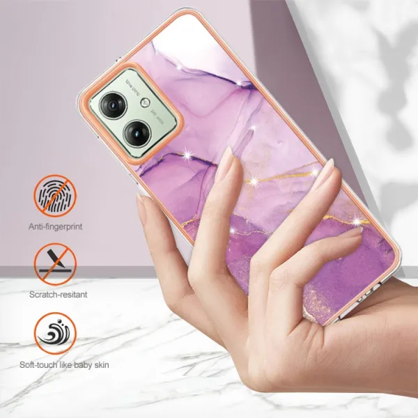 IMD MARBLE Ochranný kryt pre Motorola Moto G54 5G / G54 Power Edition 5G PURPLE