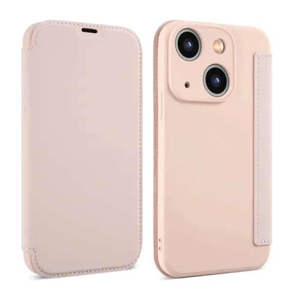 SOFTY Zaklápací obal pre Apple iPhone 15 Plus svetloružový