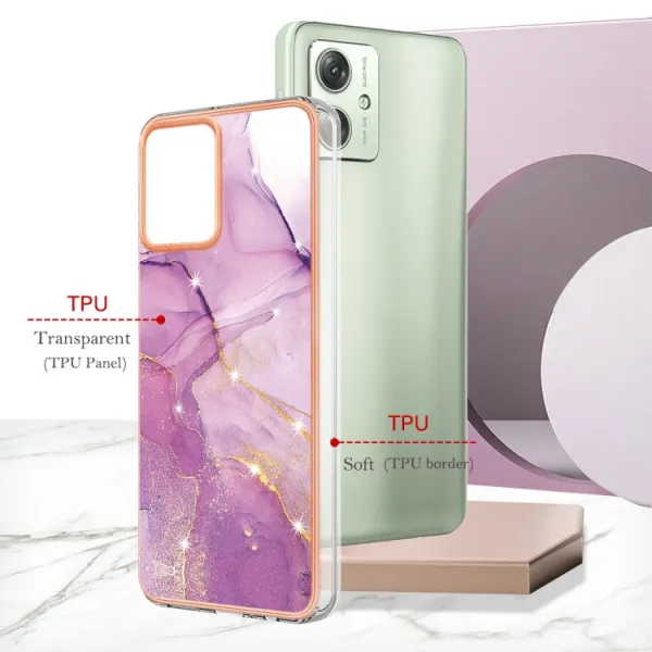 IMD MARBLE Ochranný kryt pre Motorola Moto G54 5G / G54 Power Edition 5G PURPLE