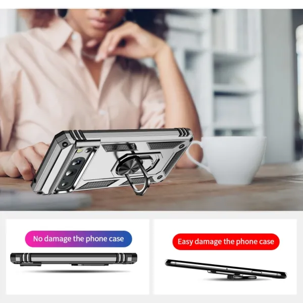 RING Ochranný kryt s držiakom pre Google Pixel 8 Pro strieborný