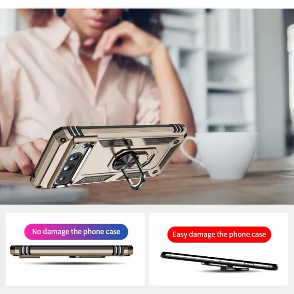 RING Ochranný kryt s držiakom pre Google Pixel 8 Pro zlatý