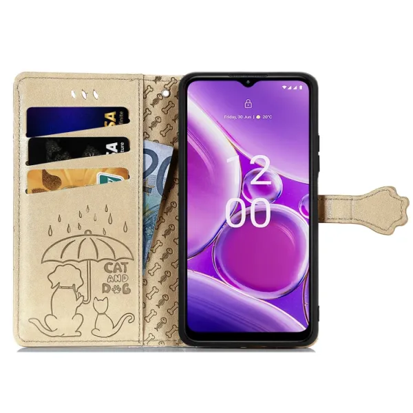 ART Peňaženkový kryt Nokia G42 5G ANIMALS zlatý