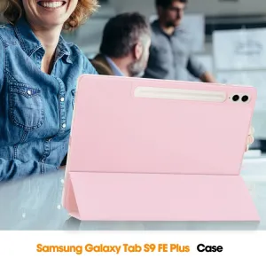 LEATHER Zaklápací kryt Samsung Galaxy Tab S9 FE+ ružový