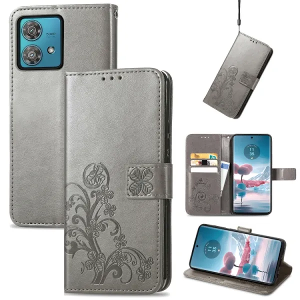 ART FLOWERS Peňaženkový obal pre Motorola Edge 40 Neo šedý
