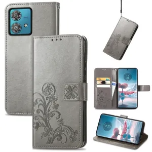 ART FLOWERS Peňaženkový obal pre Motorola Edge 40 Neo šedý