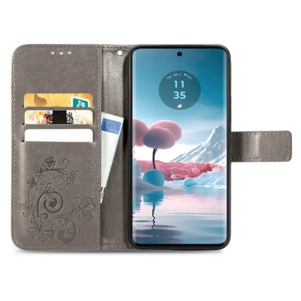 ART FLOWERS Peňaženkový obal pre Motorola Edge 40 Neo šedý