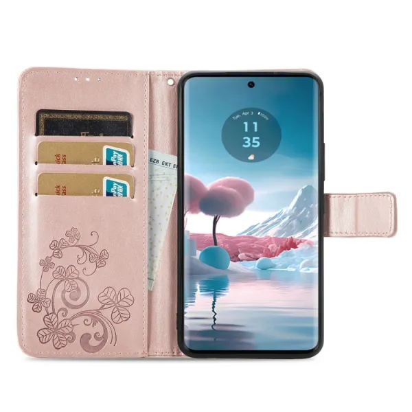 ART FLOWERS Peňaženkový obal pre Motorola Edge 40 Neo svetloružový