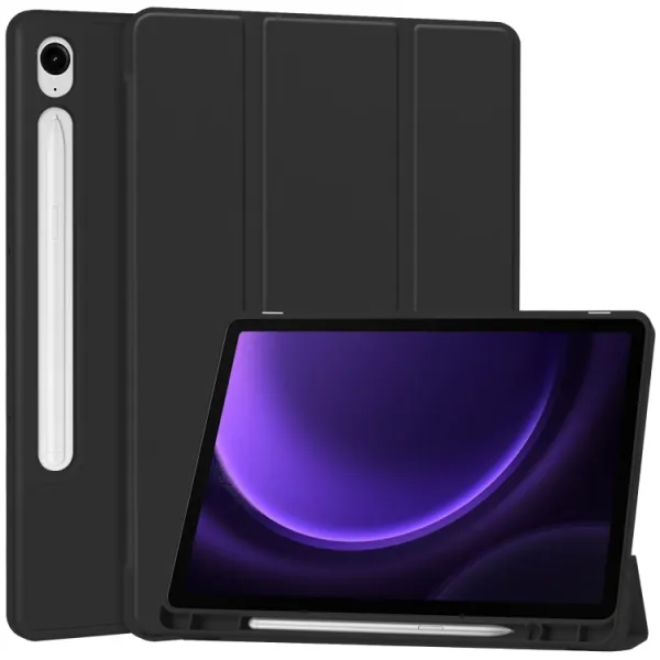LEATHER Zaklápací kryt Samsung Galaxy Tab S9 FE / Tab S10 FE / Tab S10 Lite čierny
