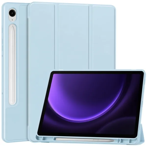 LEATHER Zaklápací kryt Samsung Galaxy Tab S9 FE / Tab S10 FE / Tab S10 Lite svetlomodrý