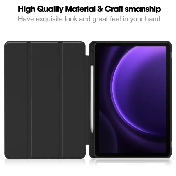LEATHER Zaklápací kryt Samsung Galaxy Tab S9 FE / Tab S10 FE / Tab S10 Lite čierny