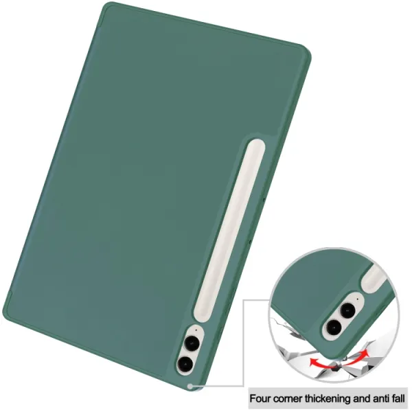 LEATHER Zaklápací kryt Samsung Galaxy Tab S9 FE+ tmavozelený
