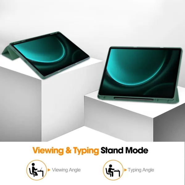 LEATHER Zaklápací kryt Samsung Galaxy Tab S9 FE+ tmavozelený
